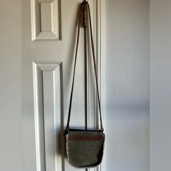 MONA B BROWN PEDDALTON SADDLE CANVAS Crossbody Purse - Picture 3 of 11